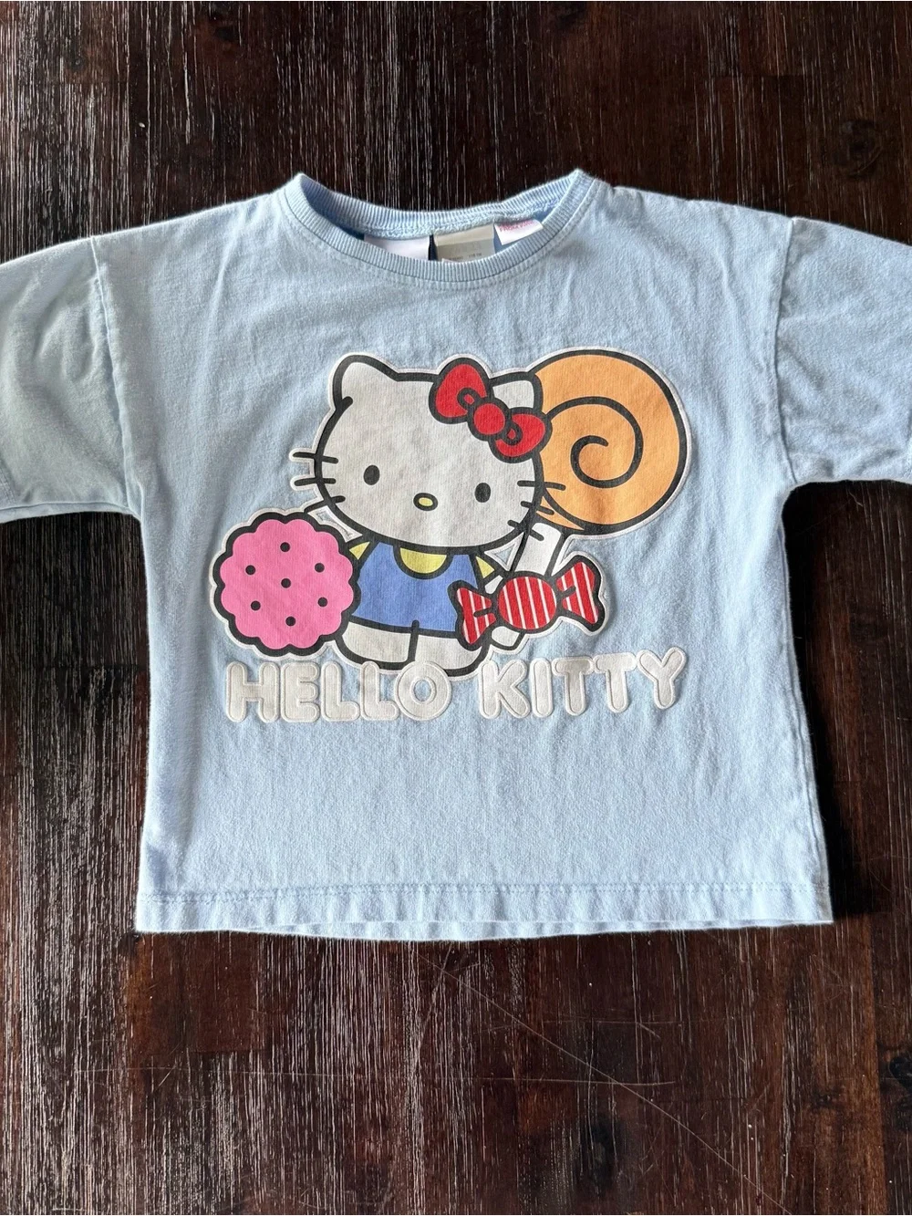 Zara Light Blue Hello Kitty Short Sleeve Tee with Candy Graphic
